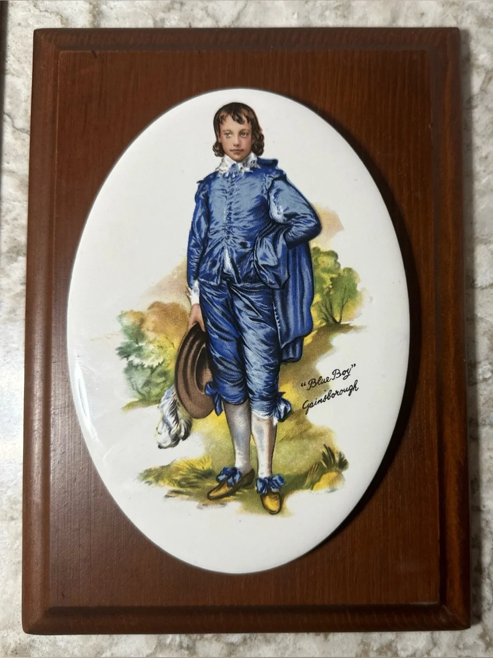 Set of Two Vintage Style Oval Plaque Wall Art - “Pinky” & “Blue Boy”